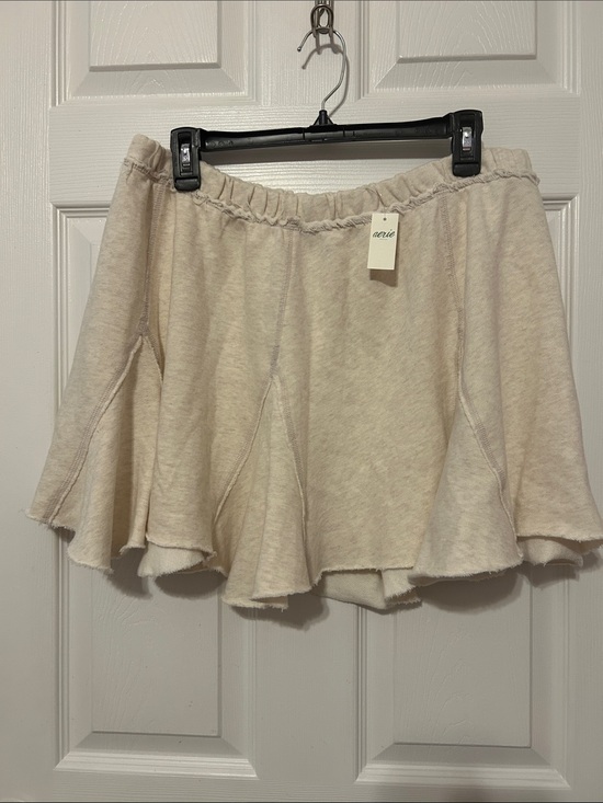 aerie Dresses & Skirts - aerie Cream Flared Ruffle Mini Skirt